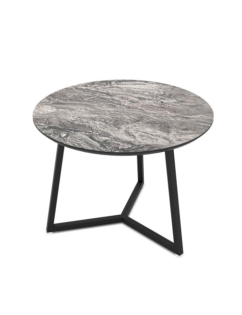 Tavolino da salotto Klint con piano effetto marmo nero arabesque e gambe nere