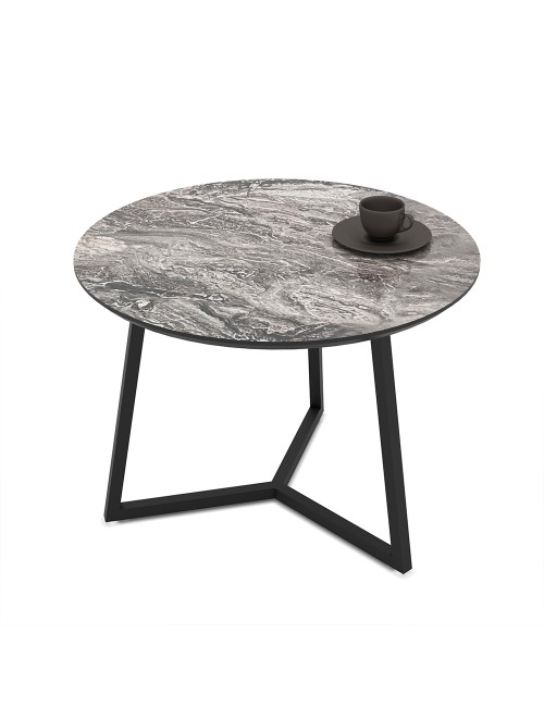 Tavolino da salotto Klint con piano effetto marmo nero arabesque e gambe nere