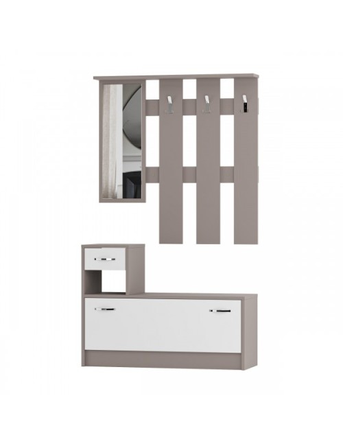 Mobile ingresso con specchio Rudolf colore tortora e bianco