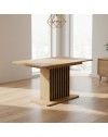 Tavolo allungabile Kadi rovere con allunga nera e struttura centrale con listelli 130x85x75H