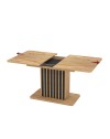 Tavolo allungabile Kadi rovere con allunga nera e struttura centrale con listelli 130x85x75H