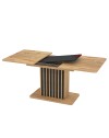Tavolo allungabile Kadi rovere con allunga nera e struttura centrale con listelli 130x85x75H