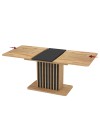 Tavolo allungabile Kadi rovere con allunga nera e struttura centrale con listelli 130x85x75H