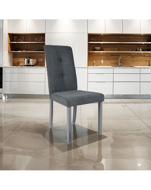 Set 2 Sedia Eric in legno colore grigio con seduta in tessuto grigio
