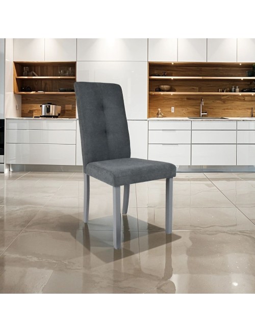 Set 2 Sedia Eric in legno colore grigio con seduta in tessuto grigio