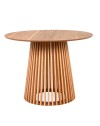 Tavolo rotondo Garle81A con base cannettata a listelli in legno naturale 100 cm
