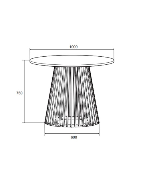 Tavolo rotondo Garle81A con base cannettata a listelli in legno naturale 100 cm