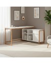 Scrivania angolare reversibile New Denver37A colore bianco e rovere