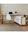 Scrivania angolare reversibile New Denver37A colore bianco e rovere