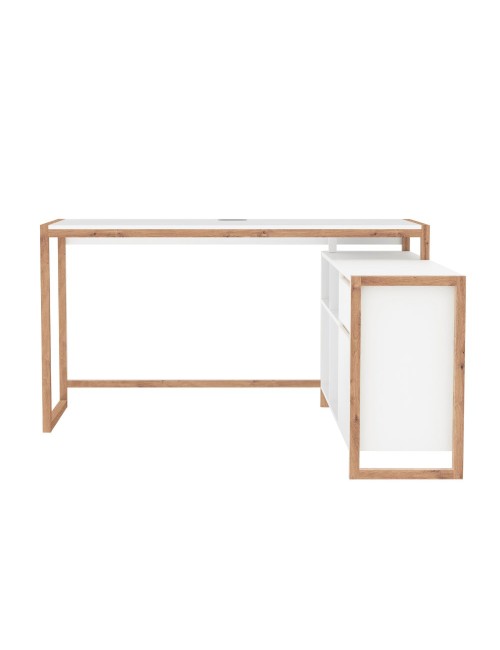 Scrivania angolare reversibile New Denver37A colore bianco e rovere