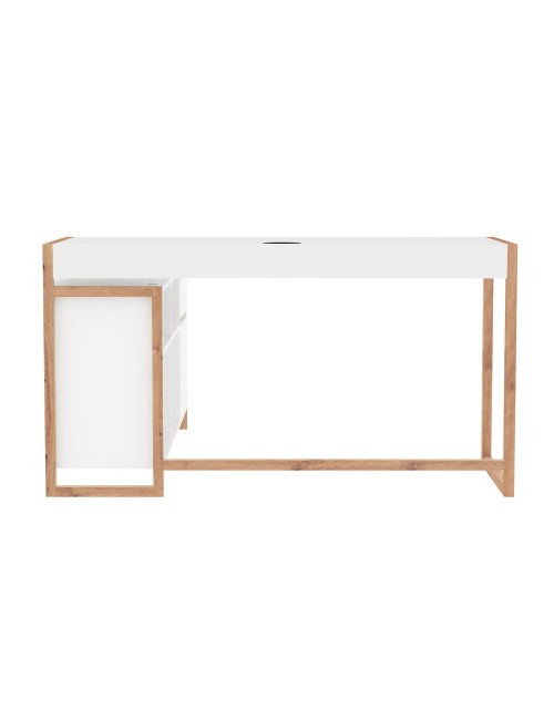 Scrivania angolare reversibile New Denver37A colore bianco e rovere