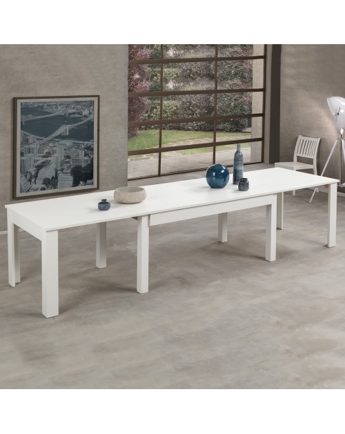 Tavolo allungabile Lipsia 160x90 colore bianco larice con gambe centrali in legno massiccio