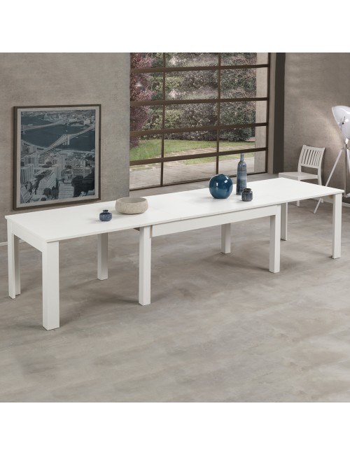 Tavolo allungabile Lipsia 160x90 colore bianco larice con gambe centrali in legno massiccio