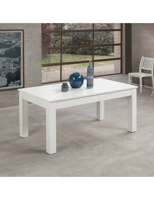 Tavolo allungabile Lipsia 160x90 colore bianco larice con gambe centrali in legno massiccio