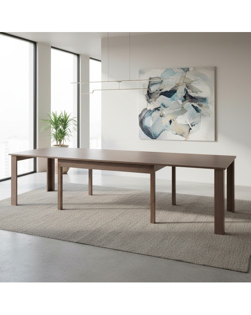 Tavolo allungabile Lipsia 160x90 colore grigio larice con gambe centrali in legno massiccio
