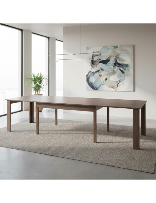 Tavolo allungabile Lipsia 160x90 colore grigio larice con gambe centrali in legno massiccio