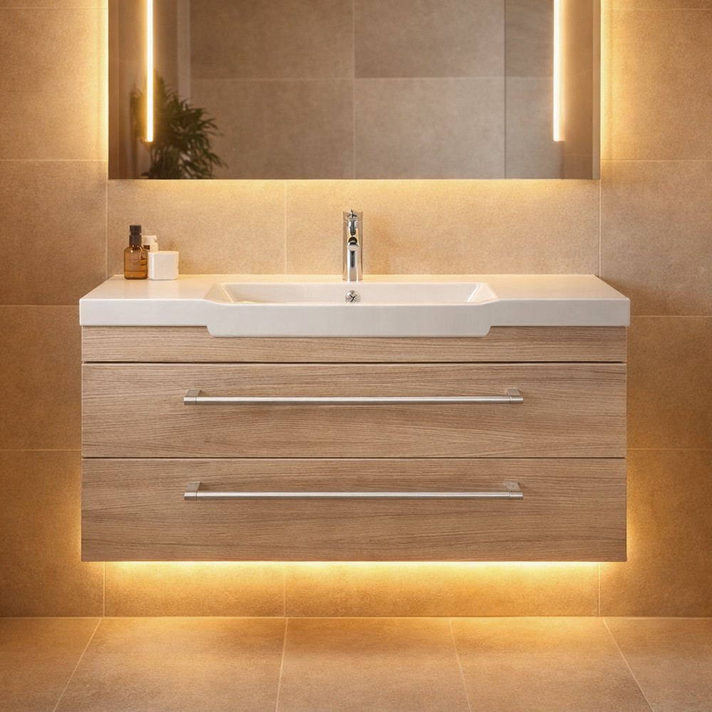 Mobile bagno con due cassetti Amanda colore palissandro larice 118 – lavabo escluso