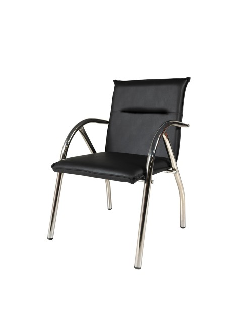Sedia ufficio Karisma in ecopelle nera con base cromata