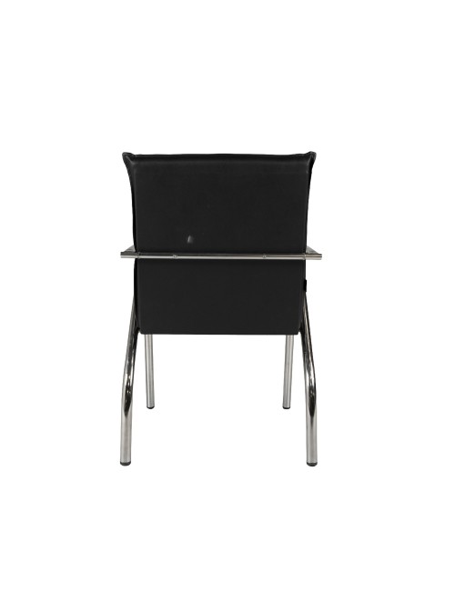 Sedia ufficio Karisma in ecopelle nera con base cromata