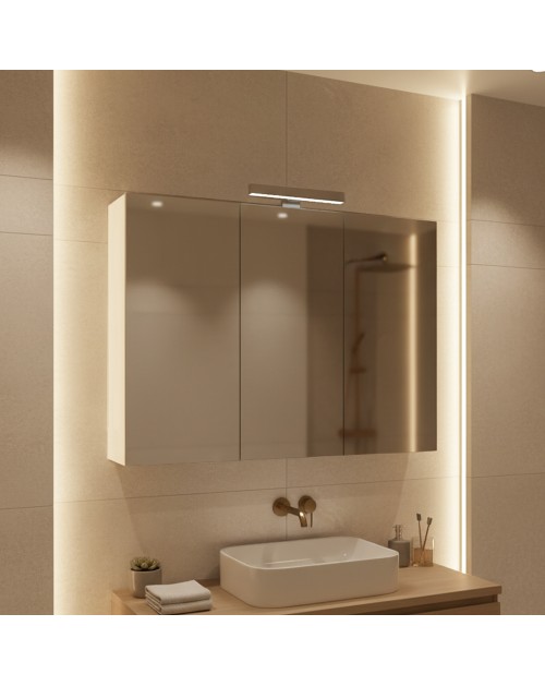 Specchiera bagno Favignana 90x68 cm con 3 ante a specchio contenitore e struttura bianca