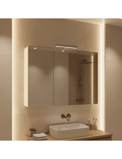 Specchiera bagno Favignana 90x68 cm con 3 ante a specchio contenitore e struttura bianca
