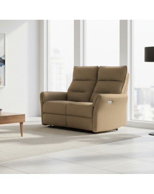 Divano recliner Softwave 2 posti elettrico in tessuto camel 134 cm