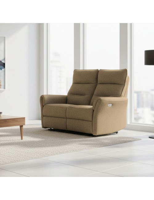 Divano recliner Softwave 2 posti elettrico in tessuto camel 134 cm