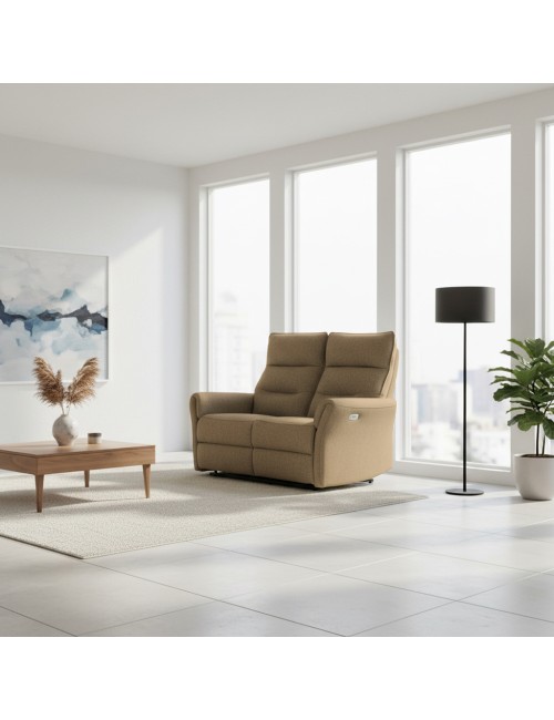 Divano recliner Softwave 2 posti elettrico in tessuto camel 134 cm