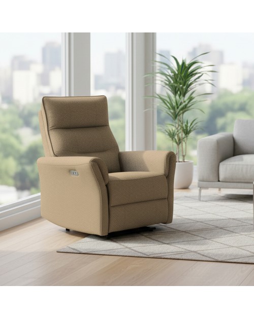 Poltrona relax softwave recliner elettrico in tessuto camel – Comfort garantito