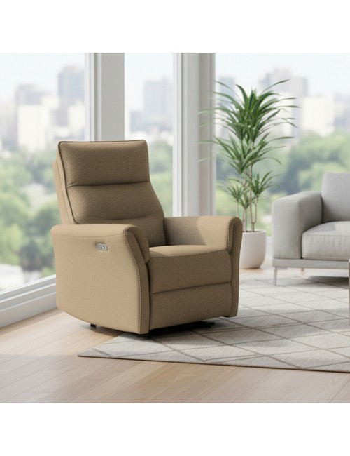 Poltrona relax softwave recliner elettrico in tessuto camel – Comfort garantito