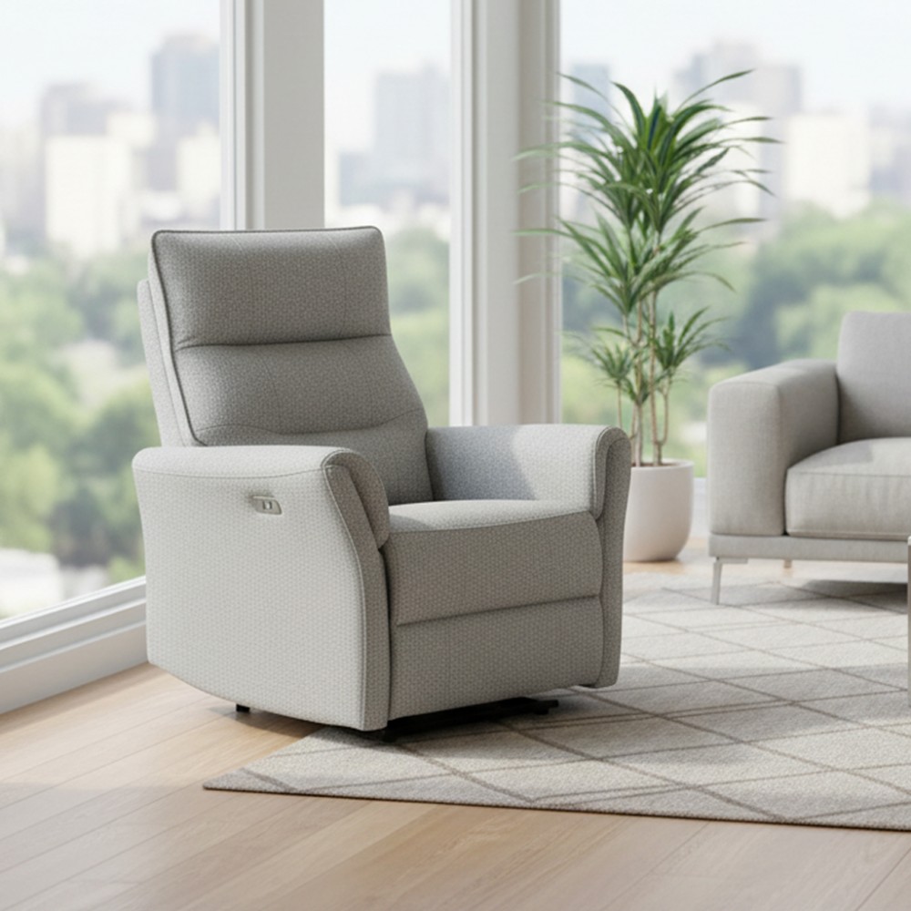 Poltrona relax softwave recliner elettrico in tessuto grigio – Comfort garantito