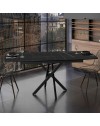 Tavolo allungabile Filis piano effetto marmo nero e oro e gambe in metallo nero 145x90x76H