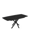 Tavolo allungabile Filis piano effetto marmo nero e oro e gambe in metallo nero 145x90x76H