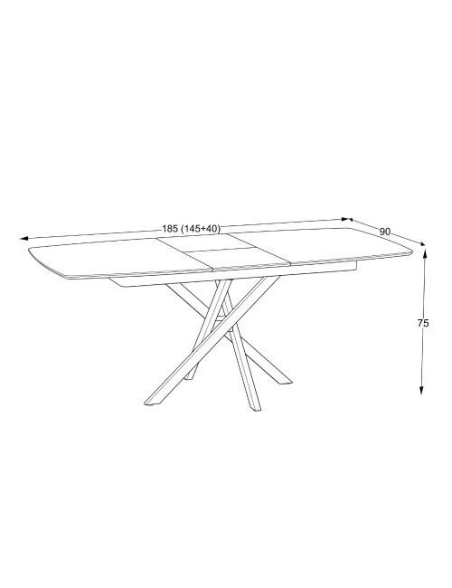Tavolo allungabile Filis piano effetto marmo nero e oro e gambe in metallo nero 145x90x76H