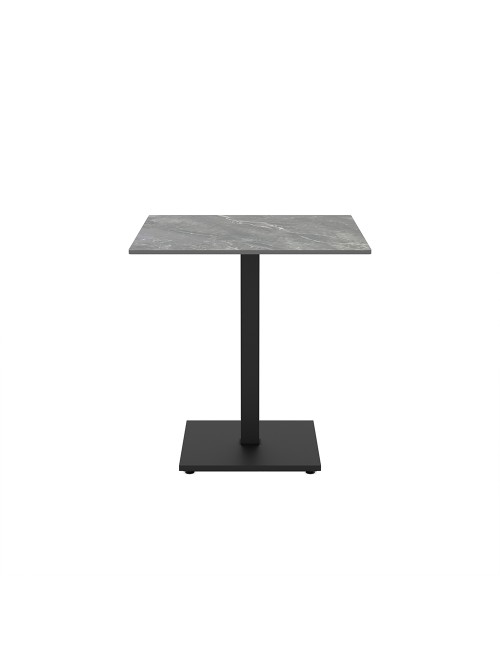 Tavolo quadrato Elora 70x70 con piano in ceramica effetto marmo grigio e struttura nera set 2 pz