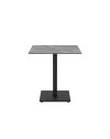 Tavolo quadrato Elora 70x70 con piano in ceramica effetto marmo grigio e struttura nera set 2 pz