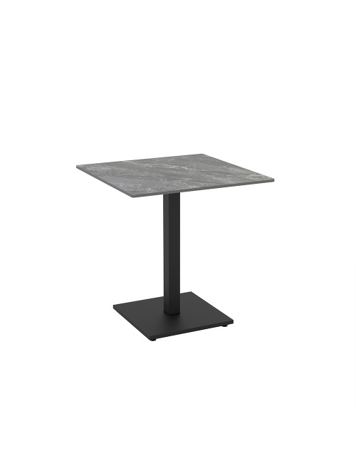 Tavolo quadrato Elora 70x70 con piano in ceramica effetto marmo grigio e struttura nera set 2 pz