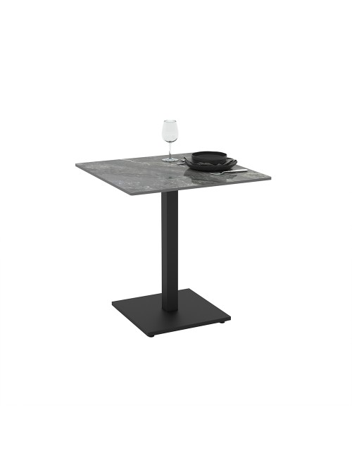 Tavolo quadrato Elora 70x70 con piano in ceramica effetto marmo grigio e struttura nera set 2 pz