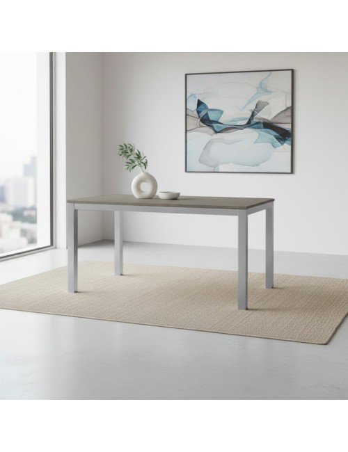 Tavolo Rettangolare 120x80 Struttura Alluminio e Piano Larice Grigio