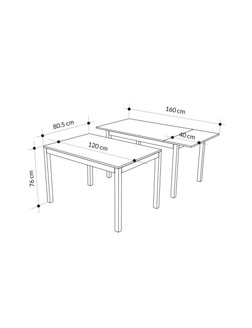 Tavolo Rettangolare 120x80 Struttura Alluminio e Piano Larice Grigio