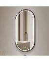 Specchio smart ovale anti-appannamento YJ-2004BL 90x60 con cornice nera in acciaio Inox satinato