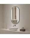 Specchio smart ovale anti-appannamento YJ-2004BL 90x60 con cornice nera in acciaio Inox satinato