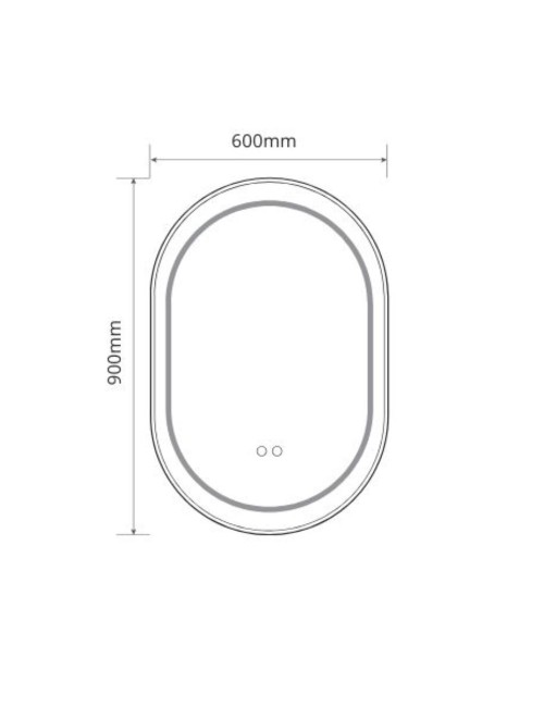 Specchio smart ovale anti-appannamento YJ-2004BL 90x60 con cornice nera in acciaio Inox satinato