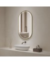 Specchio smart ovale anti-appannamento YJ-2004ORO 90x60 con cornice oro in acciaio inox satinato