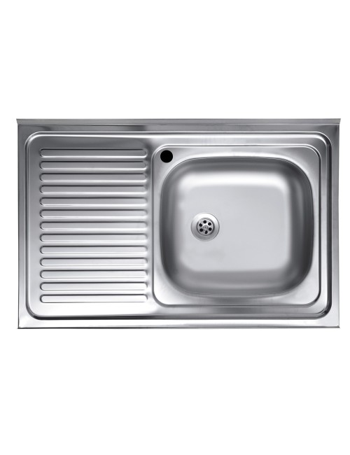 Lavello Appoggio Acciaio Inox 80x50 cm Una Vasca e Gocciolatoio SX SA216