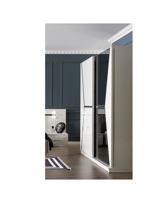 Camera da Letto Rams Armadio 2 Ante Scorrevoli Colore Bianco Lucido