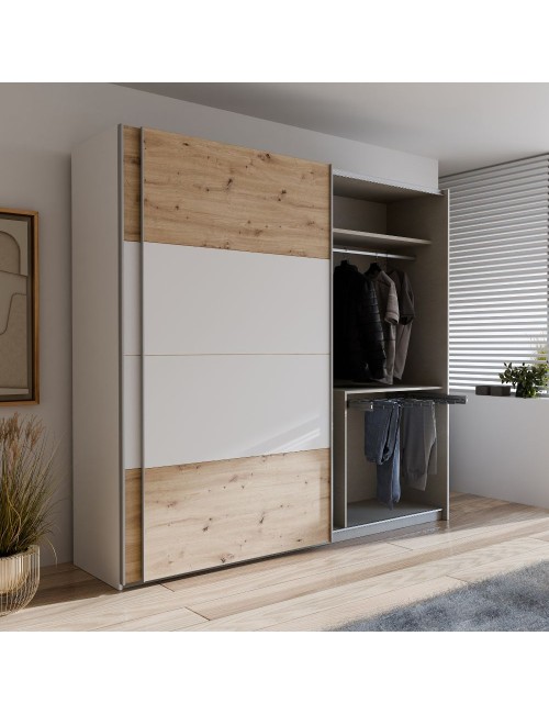 Armadio Elio 2 ante scorrevoli rovere e bianco 220x61x210.5H