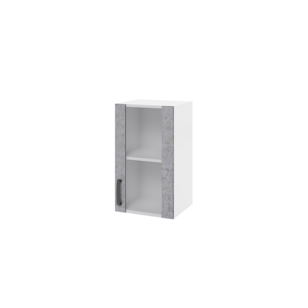 Vetrina pensile per cucina 40 cm 1 anta cemento e struttura colore bianco