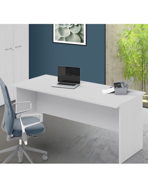 Scrivania per ufficio 180x80x74H bianco frassinato Ibisco – Made in Italy