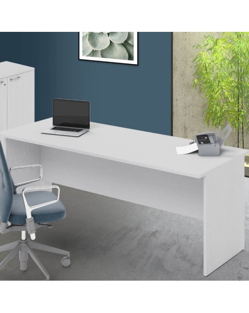 Scrivania per ufficio 200x80x74H bianco frassinato Ibisco – Made in Italy